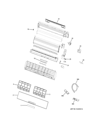 Room Air Conditioner Diagram and Parts List for HSU18VHJ(DB)-G  General Electric Air Conditioner