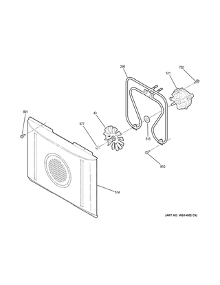 Convection Fan Diagram and Parts List for PB960FJ5DS  General Electric Range