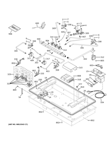 Gas And Burner Parts Diagram and Parts List for ZGU36ESL3SS  General Electric Range