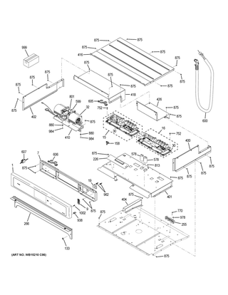 Control Panel Diagram and Parts List for PT9551BL2TS  General Electric Wall Oven