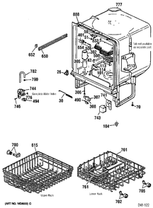 BODY PARTS Diagram and Parts List for CRD2000D03WB  General Electric Dishwasher