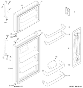 Doors Diagram and Parts List for GTE16GSHCRSS  General Electric Refrigerator