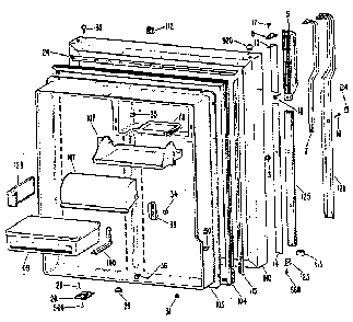 Fresh Food Door Diagram and Parts List for TBX25RKB  General Electric Refrigerator