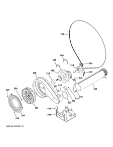 Blower And Motor Diagram and Parts List for PFD87GSSV0WW  General Electric Washer