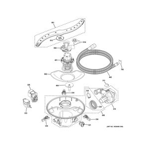 Motor, Sump And Filter Assembly Diagram and Parts List for GDT670SYV3FS  General Electric Dishwasher