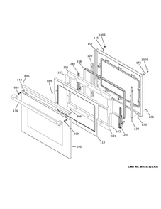Door Diagram and Parts List for CKS70DM2N2S5  General Electric Wall Oven