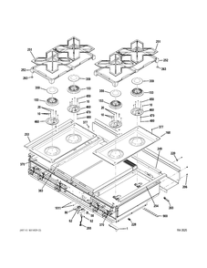 COOKTOP Diagram and Parts List for ZGU484NGP8SS  General Electric Range