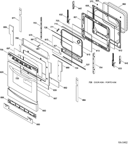 DOOR Diagram and Parts List for PCB969SR3SS  General Electric Range