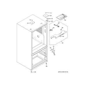 Case Parts Diagram and Parts List for GDE25EYKJRFS  General Electric Refrigerator