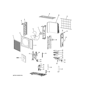 Room Air Conditioner Diagram and Parts List for 1G24CB2BEA2  General Electric Air Conditioner