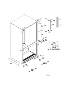 HINGE PARTS Diagram and Parts List for GBRS0GAXFRBS  General Electric Refrigerator