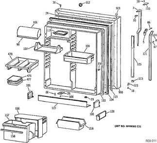 REFRIGERATOR DOOR Diagram and Parts List for TBX22P1YARBB  General Electric Refrigerator