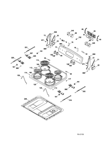 CONTROL PANEL & COOKTOP Diagram and Parts List for JCBS250ST2SS  General Electric Range