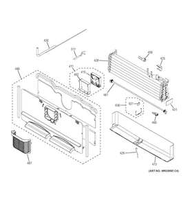 Freezer Section Diagram and Parts List for DFE28JGHDWW  General Electric Refrigerator