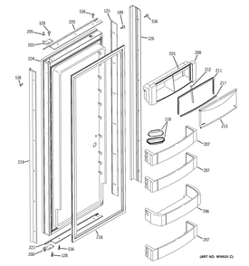 FRESH FOOD DOOR Diagram and Parts List for ZIS480NRK  General Electric Refrigerator