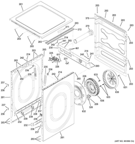 Cabinet Diagram and Parts List for GFWR2700H1WW  General Electric Washer