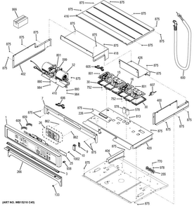 Control Panel Diagram and Parts List for CT9550SH3SS  General Electric Wall Oven
