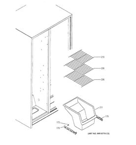 Freezer Shelves Diagram and Parts List for GSS20ESHDSS  General Electric Refrigerator