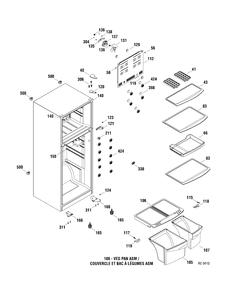 CABINET Diagram and Parts List for GTM14YEYRVN0  General Electric Refrigerator