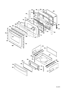 DOOR & DRAWER Diagram and Parts List for JCBP840ST1SS  General Electric Range