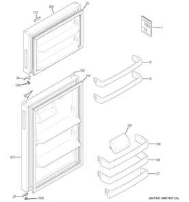 Doors Diagram and Parts List for HPS18BTHJRWW  Hotpoint Refrigerator