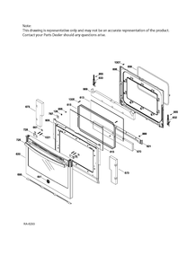 DOOR & DRAWER PARTS Diagram and Parts List for PCS940DF3WW  General Electric Range