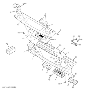Control Panel Diagram and Parts List for JD630DF2BB  General Electric Range