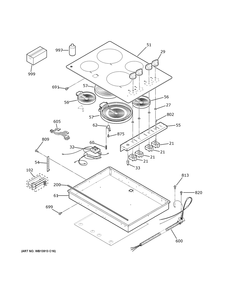 Control Panel And Cooktop Diagram and Parts List for JP3030DW1BB  General Electric Cooktop
