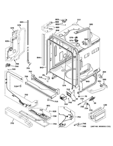Body Parts 1 Diagram and Parts List for CDT875P2N3S1  General Electric Dishwasher