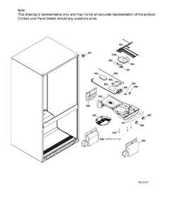 FF FUNCTIONAL PARTS Diagram and Parts List for GBR20DTEBRBB  General Electric Refrigerator