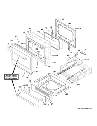 Door & Drawer Parts Diagram and Parts List for CES700P3M1D1  General Electric Range