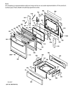 DOOR & DRAWER PARTS Diagram and Parts List for JCGS750SEF2SS  General Electric Range