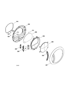 DOOR Diagram and Parts List for GFMS355EL1MS  General Electric Dryer