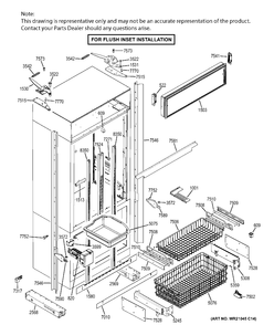 CABINET- FLUSH INSET Diagram and Parts List for ZIP360NHB  General Electric Refrigerator