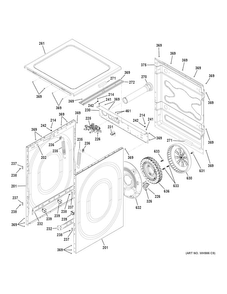 Cabinet & Top Panel Diagram and Parts List for GFW490RSK0WW  General Electric Washer