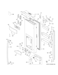 Dispenser Door Diagram and Parts List for GFE26GGKDWW  General Electric Refrigerator