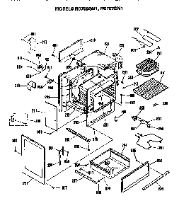 Body Diagram and Parts List for RB757GN1KK  Hotpoint Range