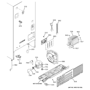 Machine Compartment Diagram and Parts List for GYE18JYLHFFS  General Electric Refrigerator