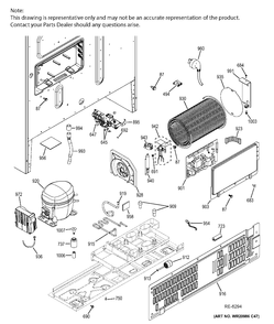 MACHINE COMPARTMENT Diagram and Parts List for PWE23KMDFES  General Electric Refrigerator
