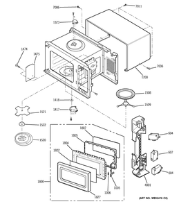OVEN, DOOR & LATCH BOARD PARTS Diagram and Parts List for GLMB186KBB  General Electric Microwave