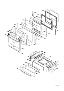 DOOR & DRAWER Diagram and Parts List for PCB940SF1SS  General Electric Range
