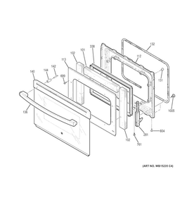 Door Diagram and Parts List for JS630DF2CC  General Electric Range