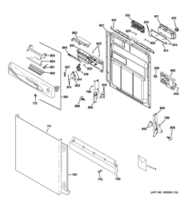 Escutcheon And Door Assembly Diagram and Parts List for GFMS175EH0DG  General Electric Dishwasher