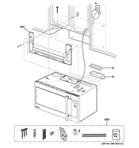 Installation Parts Diagram and Parts List for ZSA1202J2SS  General Electric Microwave