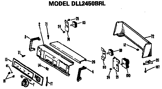 Backsplash Dll2450brl Only Diagram and Parts List for DLL1550BRL  Hotpoint Dryer