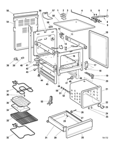 CHASSIS Diagram and Parts List for GRCL3520ZWW-3  General Electric Range
