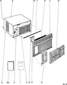 EXTERIOR CABINET PARTS Diagram and Parts List for MC055K-4  General Electric Air Conditioner