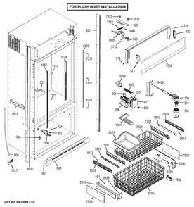 Part Location Diagram of WR13X23349 GE HINGE Assembly CASE BTM Left Hand