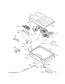 Control Panel And Cooktop Diagram and Parts List for PEP9036ST1SS  General Electric Cooktop