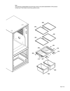 FRESH FOOD SHELVES FF Diagram and Parts List for PDE21KGKBKWW  General Electric Refrigerator